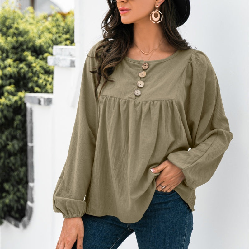 Autumn New Button Loose Top For Women