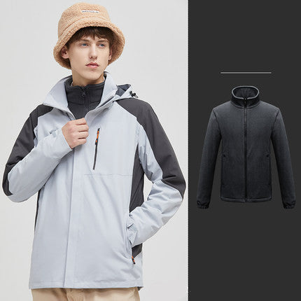 Outdoor Jacket Men's Three-in-one Detachable Waterproof Jacket Winter Clothes Women
