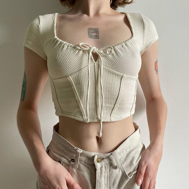 Short Exposed Navel Short-sleeved T-shirt For Women