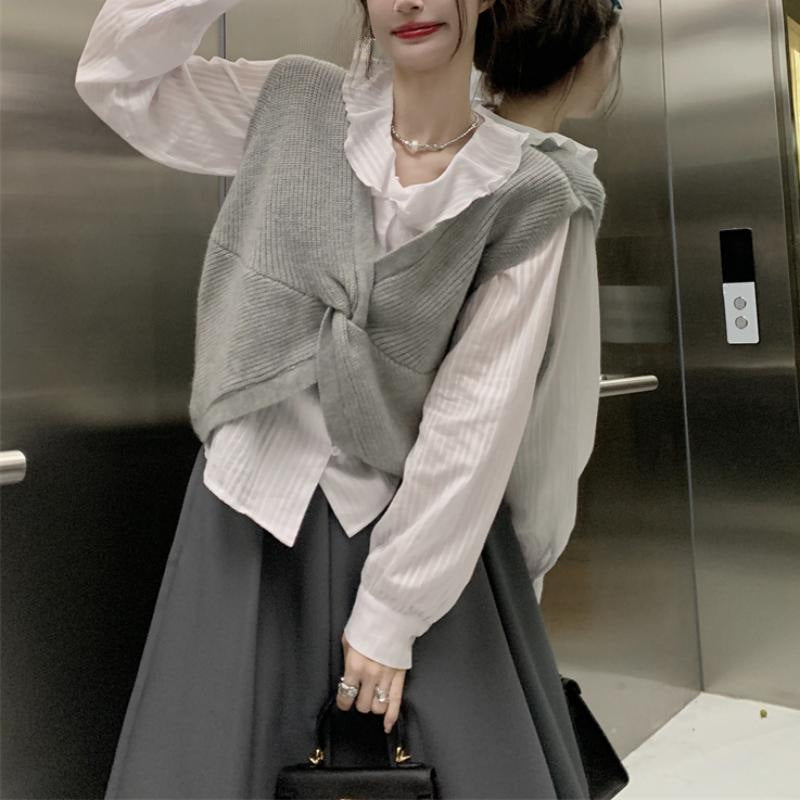 Gentle V-neck Autumn New Design Sense Niche Knitted Top For Women