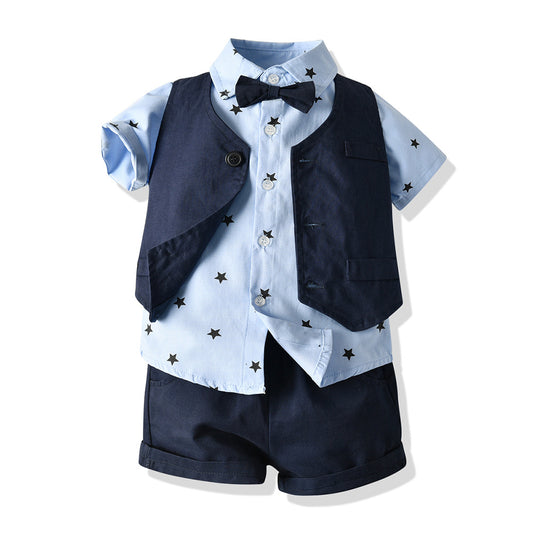 兒童服飾夏季新款兒童韓版一件代髮男童男童背心短袖襯衫兒童生日衣服