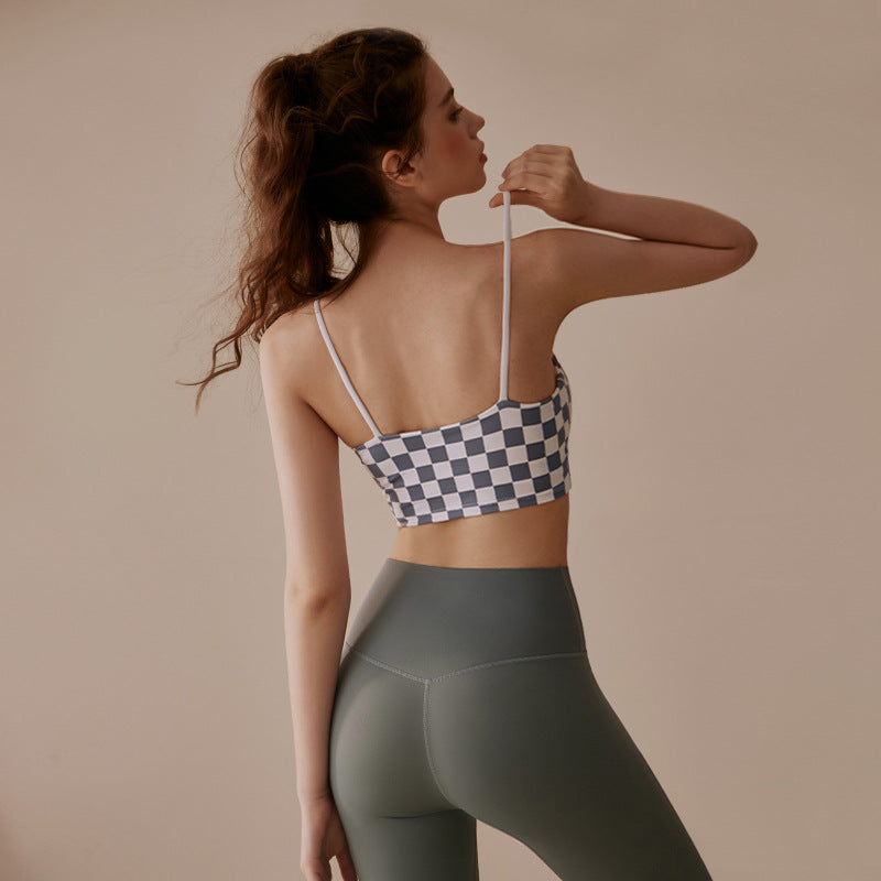 Women's Outdoor Running Strap Chessboard Sports Underwear