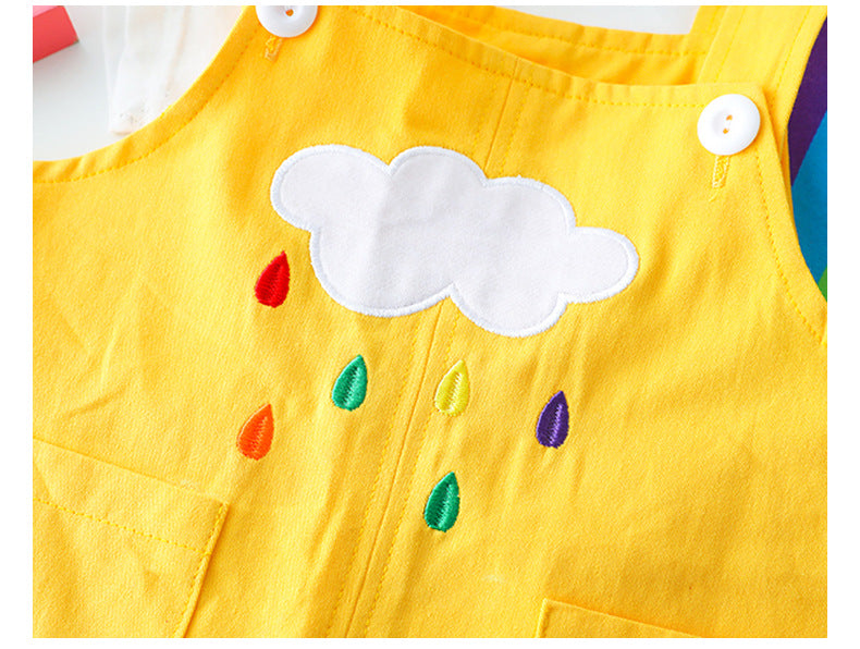 Children Suspender Shorts Fashion Short Sleeve T-shirt Two-piece Set