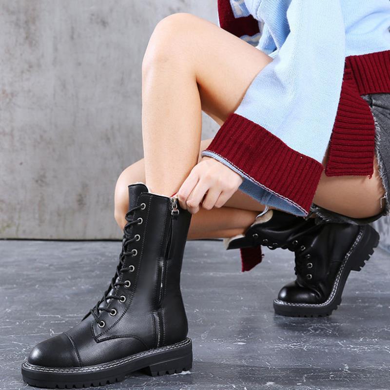 Fashionable Flat Medium Boots Cotton Shoes For Winter Velvet For Women