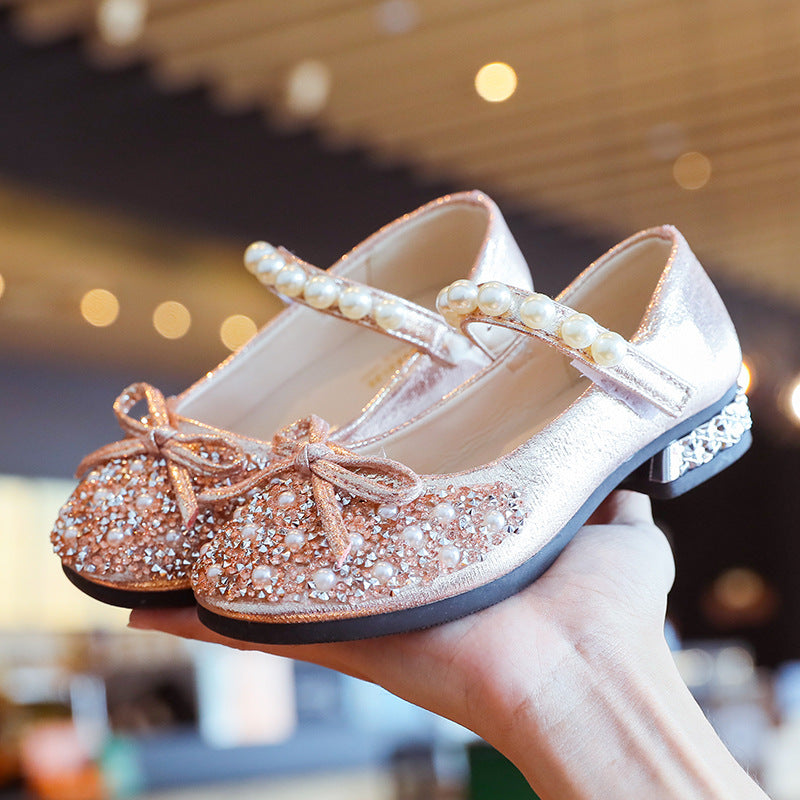 皮鞋軟底艾莎公主鞋兒童水晶鞋閃光寶寶鞋