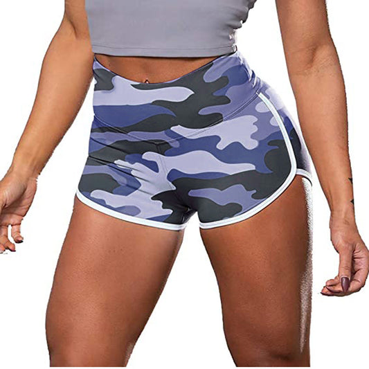 Ladies Camouflage Tie-Dye Print Hip-Up Fitness Casual Shorts