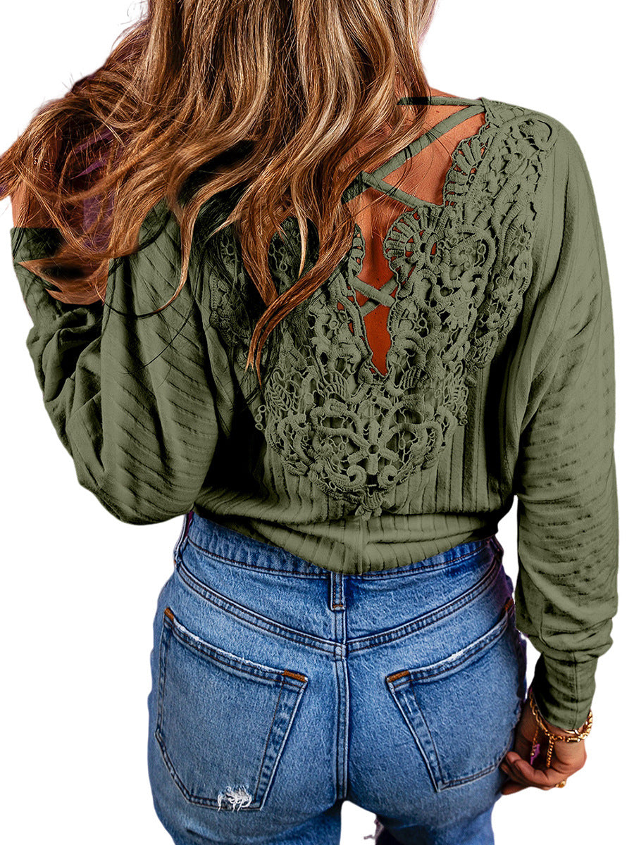 Solid Color Pullover Long Sleeve Top For Women