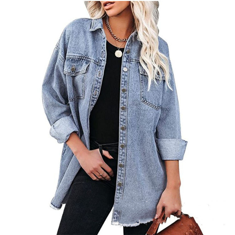 Women's Pure Blue Commuter Casual Denim Jacket