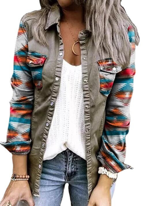 Street Hipster Plaid Single-breasted Lapel Cardigan Shirt