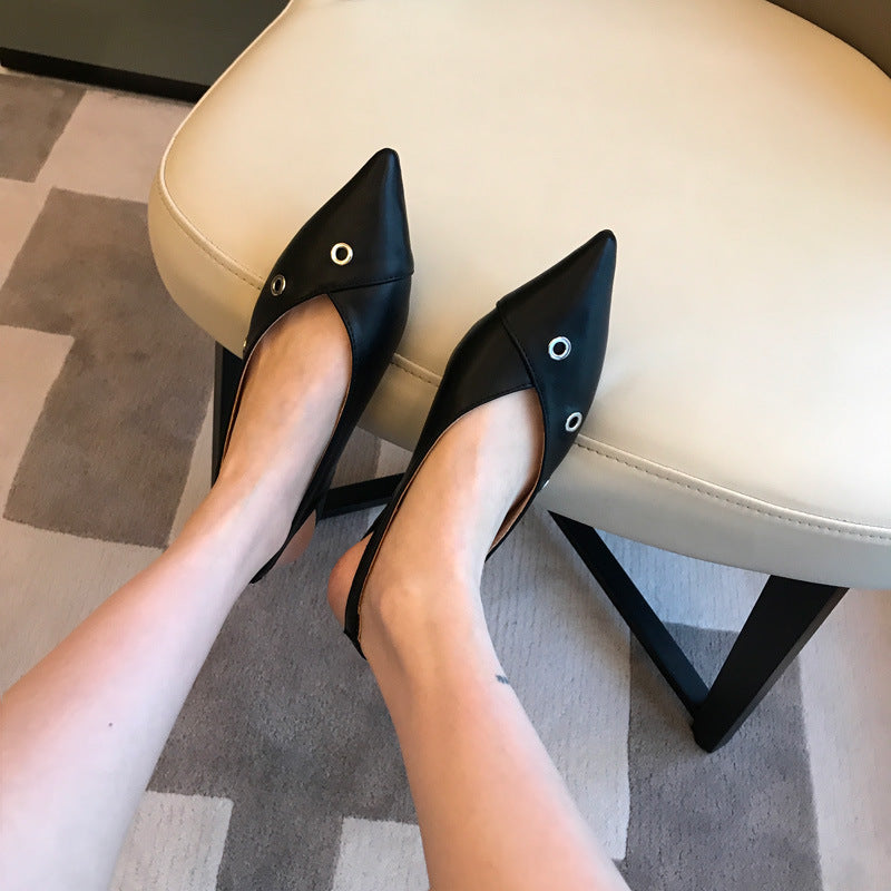 Pointed Shallow Mouth Flat-heeled Shoes For Women