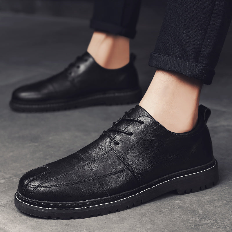 Black small leather shoes for men