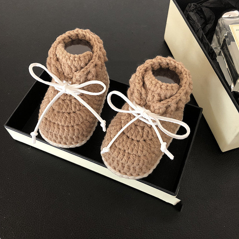 手工編織嬰兒鞋，男女嬰兒鞋