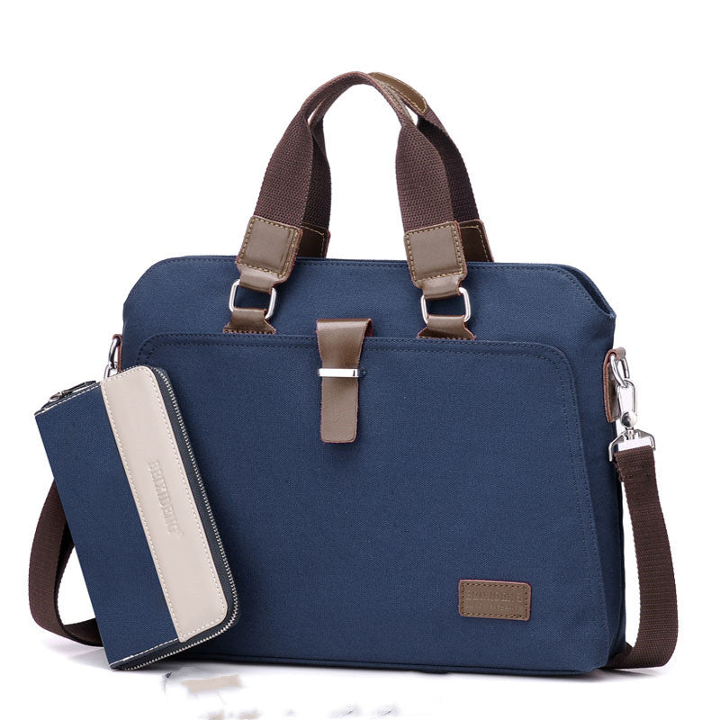 Men's Business Casual Oxford Cloth Handheld One Shoulder Canvas Briefcase