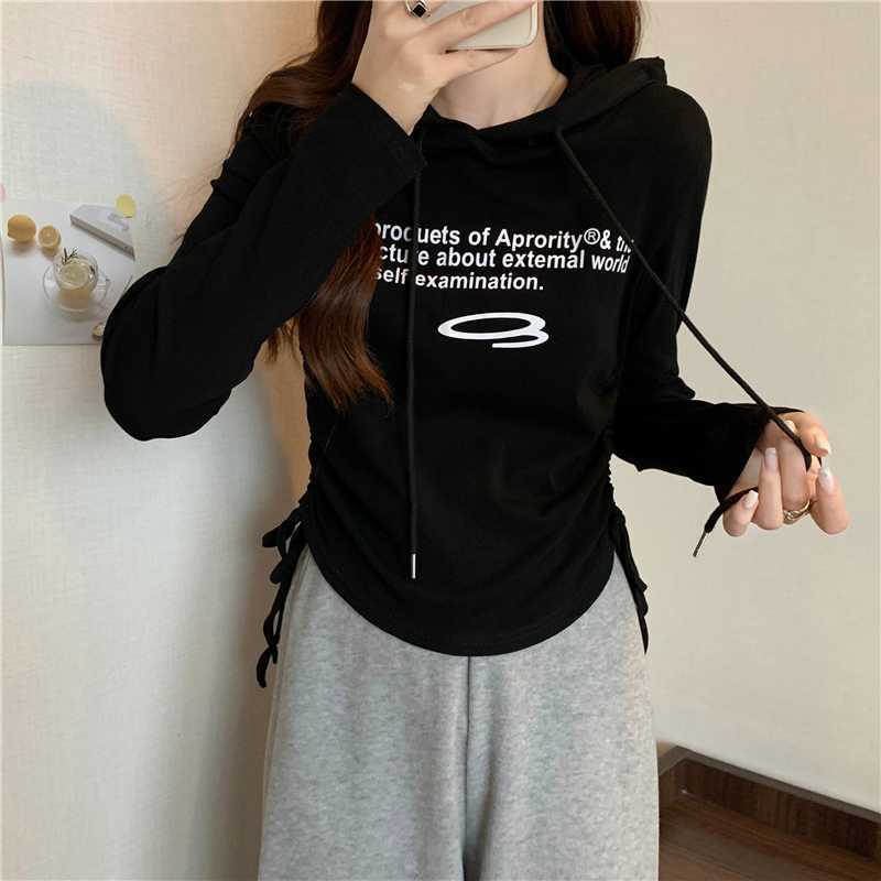 Fashion Slim Hooded Long Sleeve T-Shirt Women