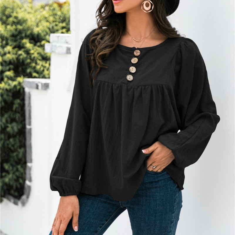 Autumn New Button Loose Top For Women