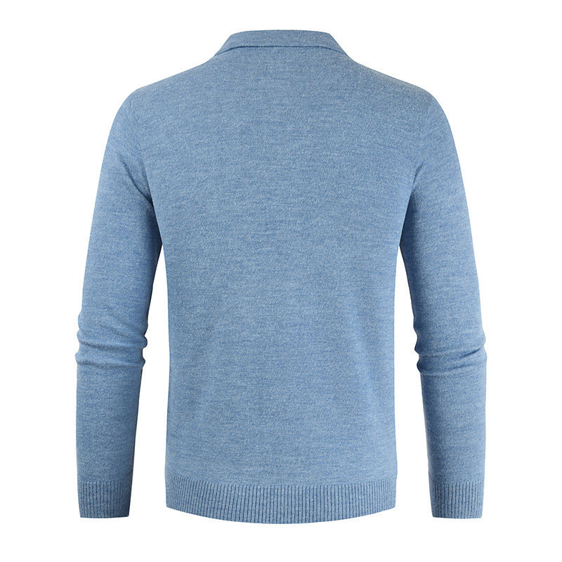 New Men's Knitted Solid POLO Collar Undercoat Simple