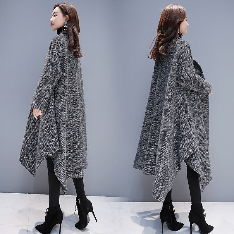 Autumn And Winter New Slimming Cape Woolen Coat Casual