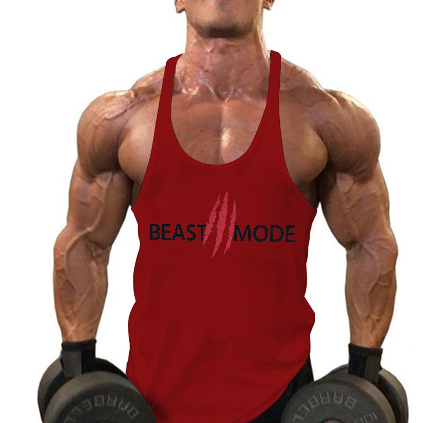 Summer Cotton Fitness Muscle Men's Thin Shoulder Strap I-print Halter Vest