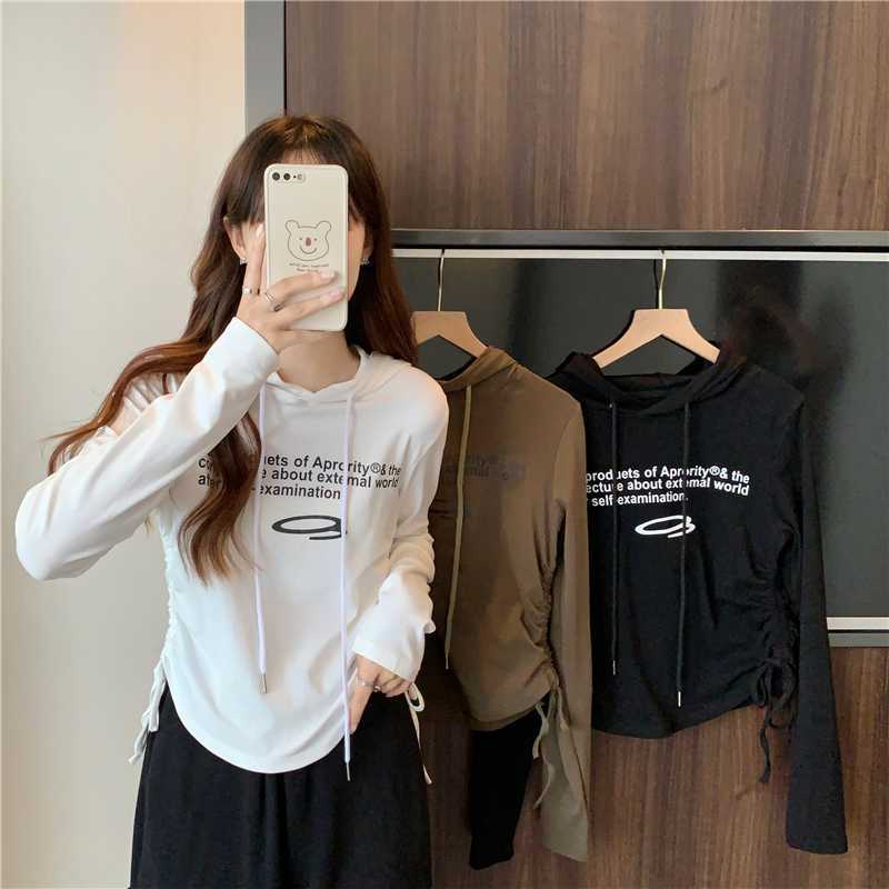 Fashion Slim Hooded Long Sleeve T-Shirt Women