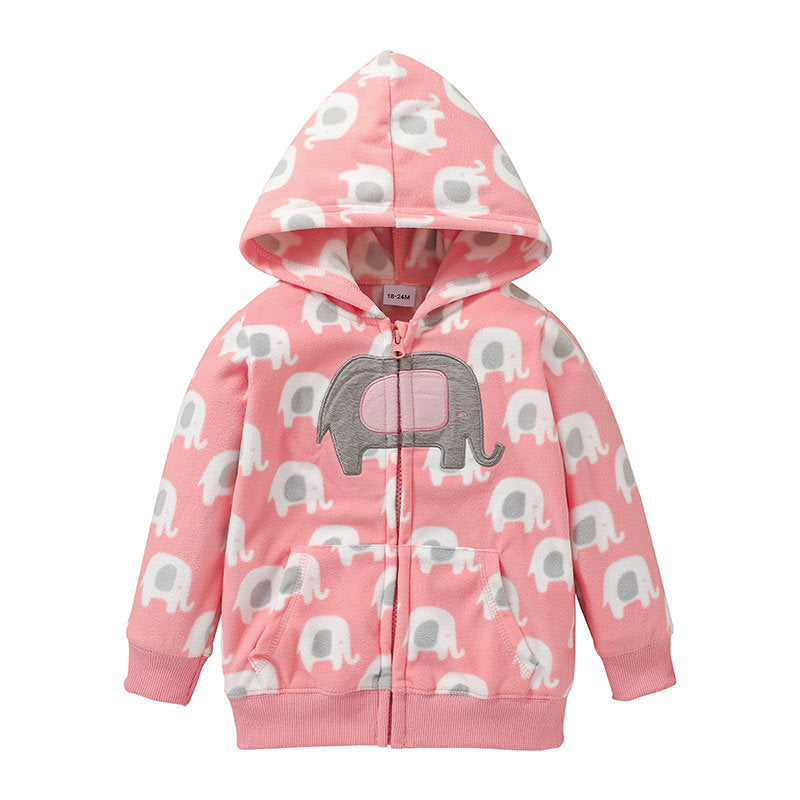 Cartoon Children 1-5 Years Old Jacket Hooded Spot Zipper Shirt Outing Clothes Top