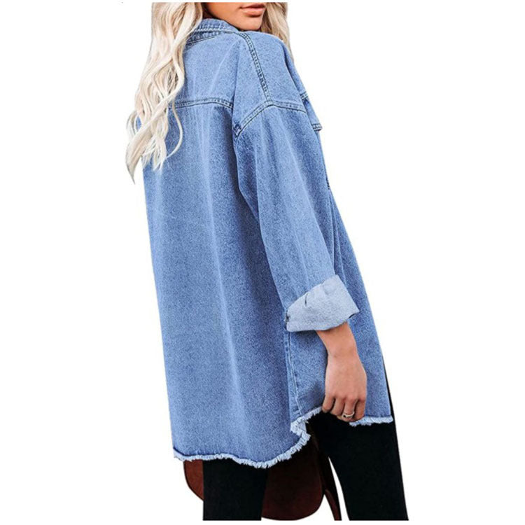 Women's Pure Blue Commuter Casual Denim Jacket