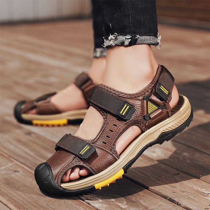 Men's Baotou Leather Sandals Outdoor Mountaineering Breathable Casual