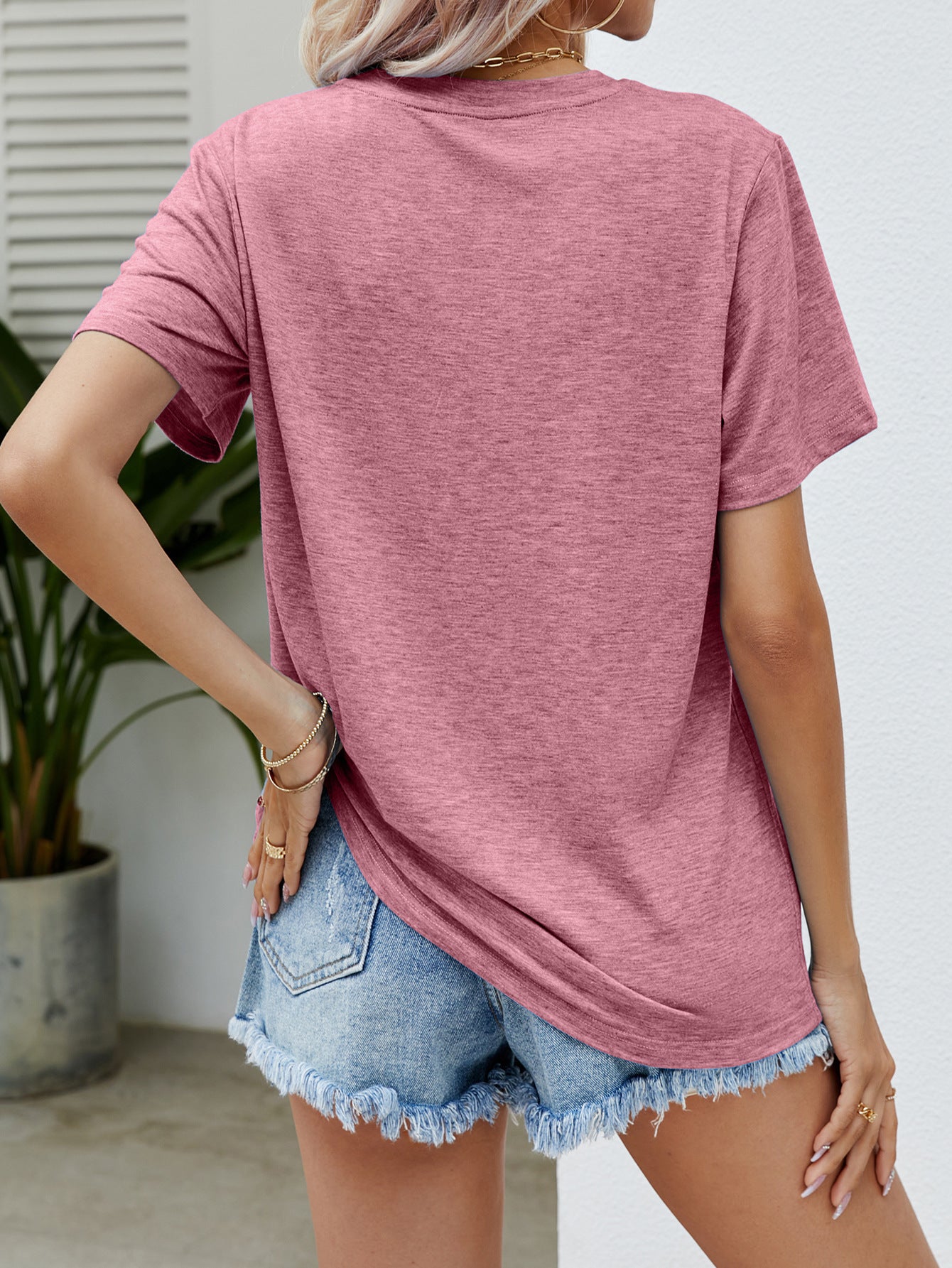 Summer Casual Round Neck Short Sleeves Printed T-shirt Top For Women
