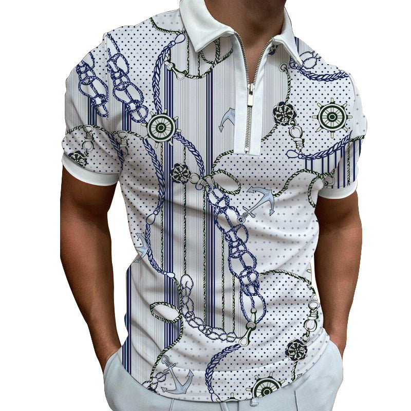 Printed Loose Fitting Short Sleeved T-shirt For Men