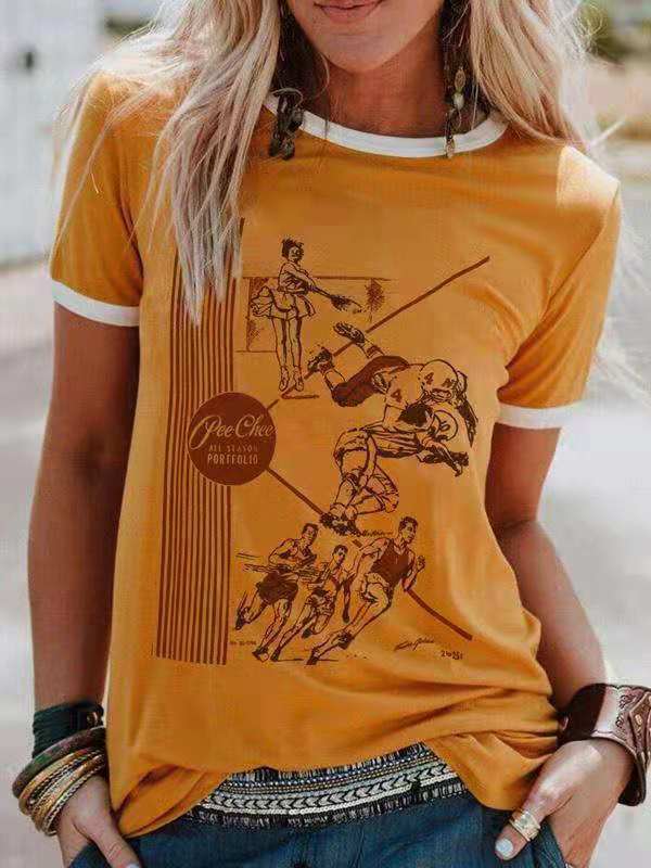 Pee Chee Folder Printed Short-sleeved T-shirt For Women