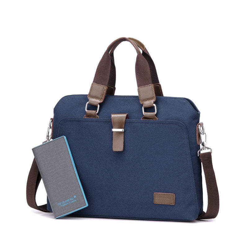 Men's Business Casual Oxford Cloth Handheld One Shoulder Canvas Briefcase