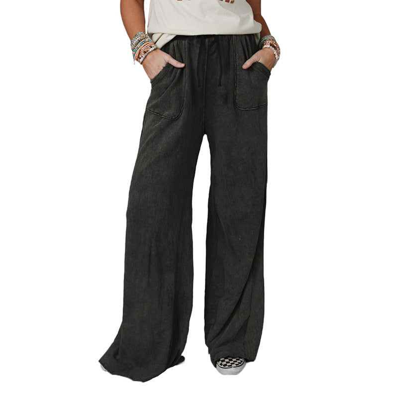 New Washed Drawstring Casual Pants For Women