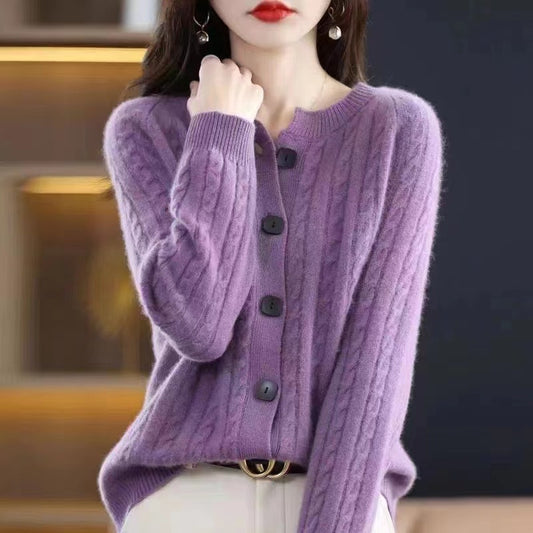 Cardigan Loose Cable-knit Sweater Base Sweater Coat Top