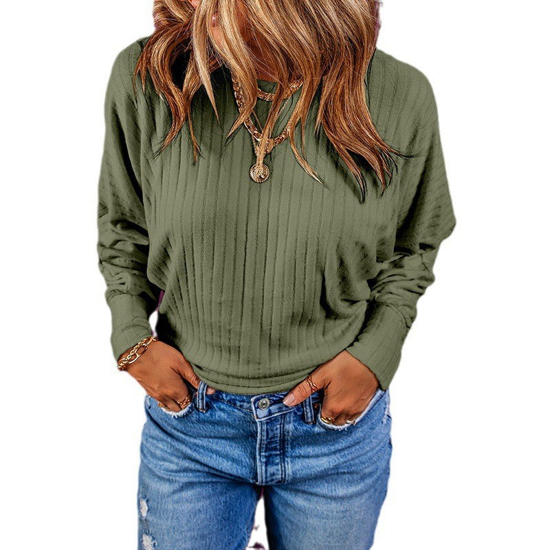 Solid Color Pullover Long Sleeve Top For Women