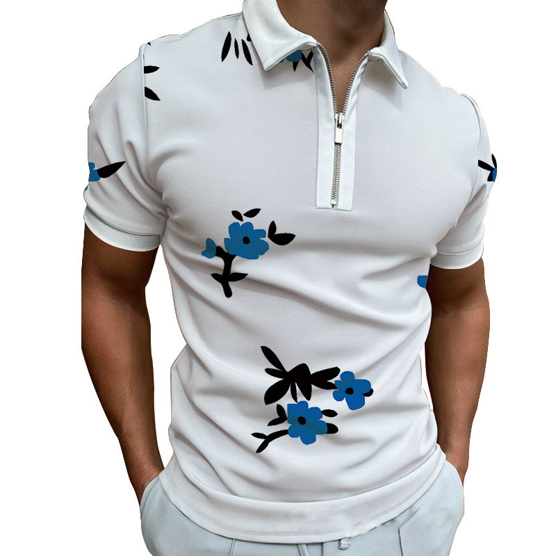 Printed Loose Fitting Short Sleeved T-shirt For Men