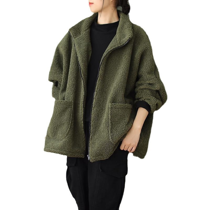 Women's Cashmere Casual Loose Artistic Velvet Sweater Coat