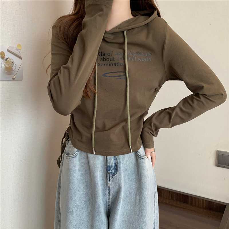 Fashion Slim Hooded Long Sleeve T-Shirt Women