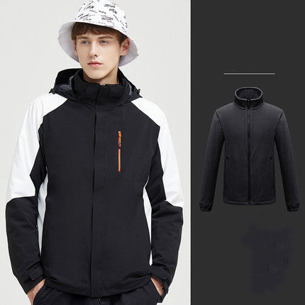 Outdoor Jacket Men's Three-in-one Detachable Waterproof Jacket Winter Clothes Women