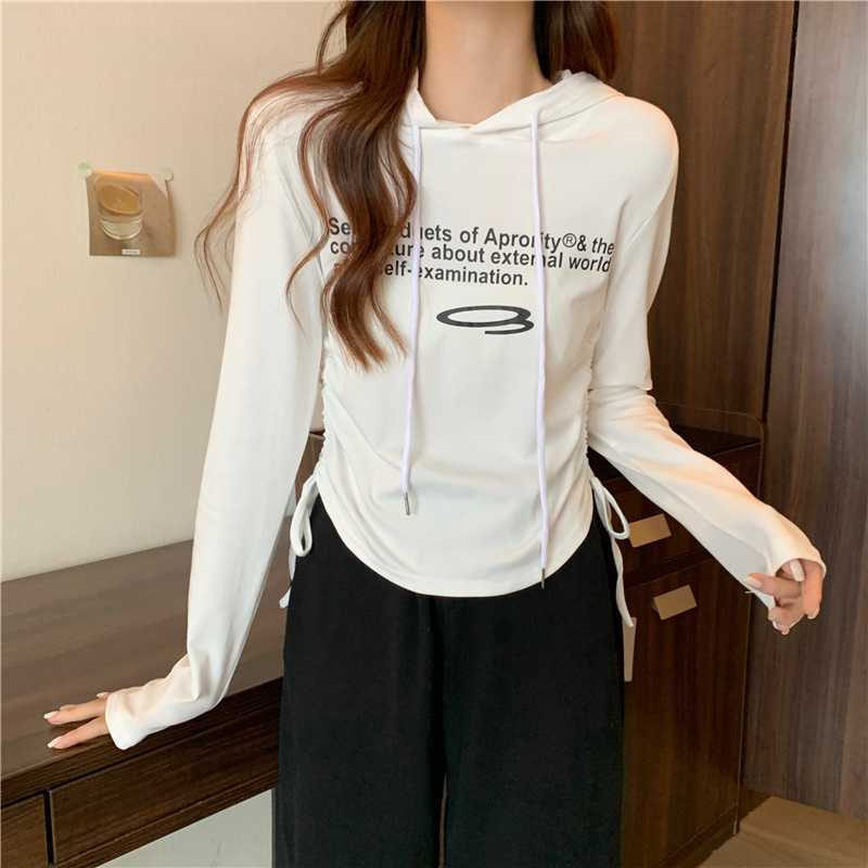 Fashion Slim Hooded Long Sleeve T-Shirt Women