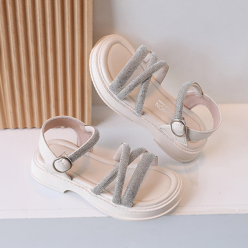 Girls' Fashion Simple Rhinestone Decorated Sandals