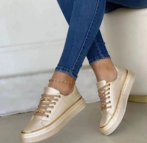Chain Flats Shoes Thick Bottom Loafers For Walking Sports Shoes For Women