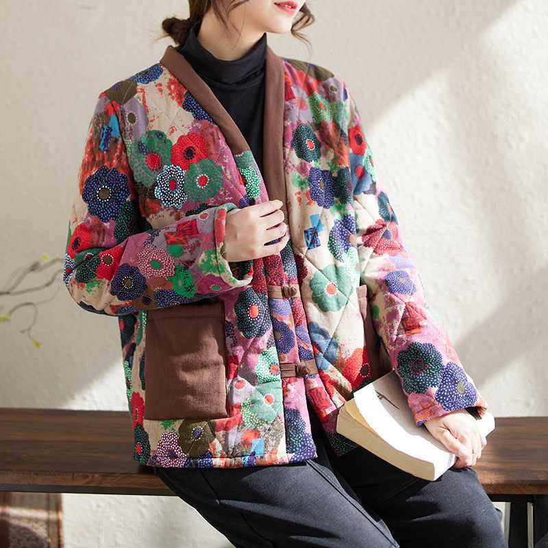 Ethnic Style Chinese Frog Presbyopic Cotton-padded Jacket